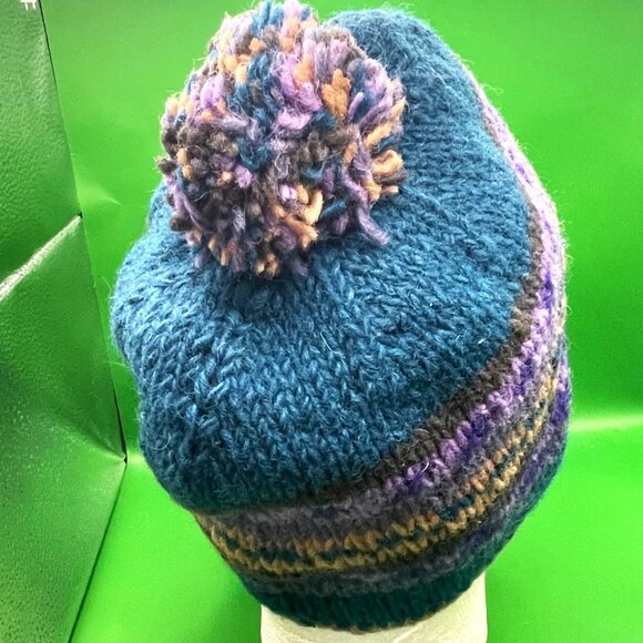 Gypsy Rose Handmade Knit Beanie Hat Chullo Fleece Lined Pom Braids Peruvian Boho - Picture 9 of 11